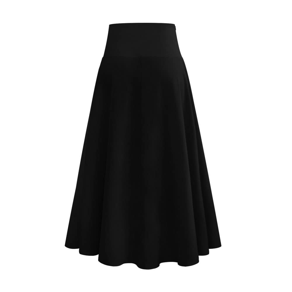 Gonna Donna,Gonna Lunga da Donna Nera Gonna Temperamento A Vita Alta con Spacco Irregolare A-Line Increspato con Volant Eleganti Gonne Lunghe per Ragazze Signore,M