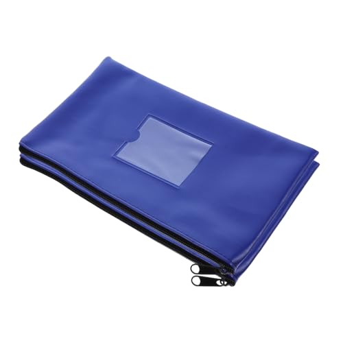 2pcs PU Leather Zipper Utility Deposit Bag with Window for Bills and Coins Cash Wallet with Blank Card Portable Money Pouch for Checks and Payments