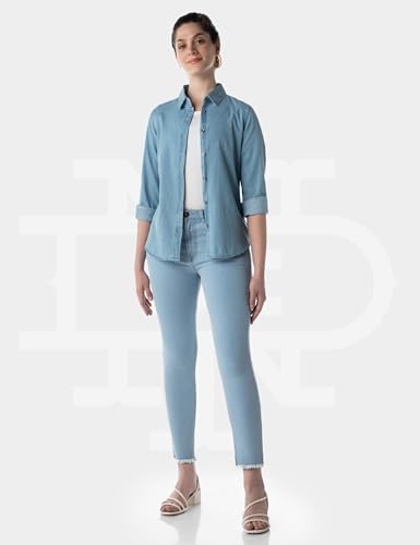 Image of INKD Women's Full Sleeve Casual Denim Shirt - 100% Cotton | Front Button Detailing | Regular Fit