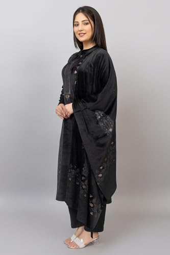 Image of HIFZAA velvet kurta palazzo set with dupatta for womens printed winter wear suit M to 4xl