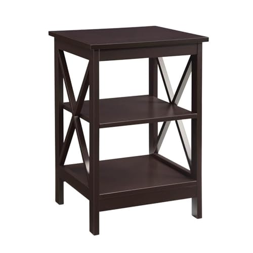 Convenience Concepts Oxford End Table 15.75" - Modern Living Room Table with Storage Shelves, Transitional Nightstand Side Table for Home Decor and Display, Espresso