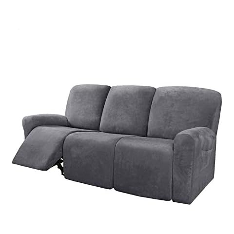 Honeyhouse 3 Seater Recliner Cover, Stretch Recliner Sofa Cover, 3 Cushion Couch Covers Elastic Soft Washable Furniture Protector for Pet Kids (8 PCS/Set) Cover