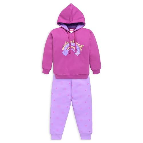 Image of LuvLap Baby Girls Full Sleeve Hooded Sweatshirt & Pyjama Set Pack of 1