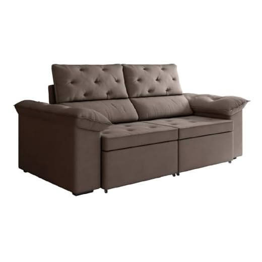 Sofá Retrátil 2 Lugares 1,50m Inglaterra Suede Marrom Selmer