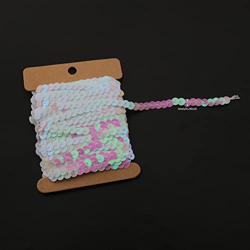 6Mm Flat Sequin Trim String Zczqc 10 Yards 6Mm Colourful Flat Sequin Strip Paillette Spool String Metallic Shiny Trim Sewing Paillette String For Mermaid Dress Embellish Headband Spangle Strip #TOP2