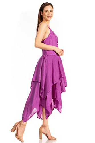 Image of Sakkas Lady Mary Jacquard Corset Style Bodice Lightweight Handkerchief Hem Dress