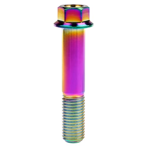 Image of Titanium Bolt M12 30 35 40 45 50 55 60 65 70 75 80 85 90mm Hex Small Flange Head for Motorcycle Car Modification Pack of 4 (M12x60mm Pitch 1.25, Multicolored)