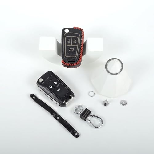 Image of Leather Car Key Cover for Chevrolet Cruze Car Remote Key (Black)