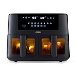Tower T17151 Vortx Dual Basket Air Fryer with Vizion Viewing Windows, 9 Preset Functions, 8L, 3040W, Black