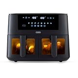 Tower T17151 Vortx Dual Basket Air Fryer with Vizion Viewing Windows, 9 Preset Functions, 8L, 3040W, Black