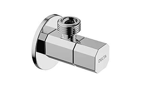 Image of DELTA FAUCET | Brass Rectangular Quarter-Turn Angle Valve | Stop Cock with Wall Flange | Polished Chrome| IAO36005
