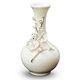 MTME Porcelain vase with Flowers, Plum Blossom, Memorabilia, Wedding Gifts, Aesthetic Sculpture Home dΓ©cor (White)
