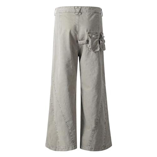 Men's Pants High Street Spring Fall American Retro Loose Straight Leg Casual Cargo Trouser for Men2