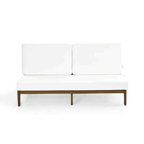 Image of Pia Ricoo 1-Piece Patio Furniture Set, Outdoor Wood Sofa with 4.5-Inch Thick Cushions, All-Weather Conversation Set for Backyard, Deck, Lawn - Beige