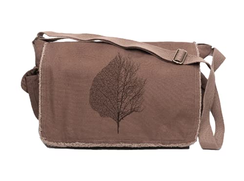 Black Lantern Canvas Messenger Bag - Leaf & Tree - Aesthetic Crossbody Bags for Women & Men - Cute Vintage Cross Body Purse, Large Shoulder Bag with Zipper - Backpack for Work, Study, Travel