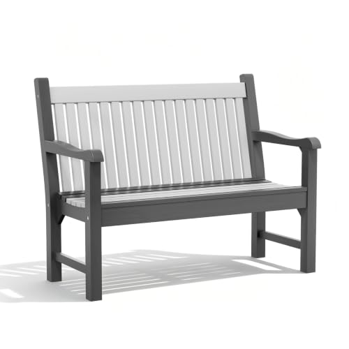 Image of Psilvam 2-Person Outdoor Bench with 700 Lbs Weight Capacity, Dark Grey