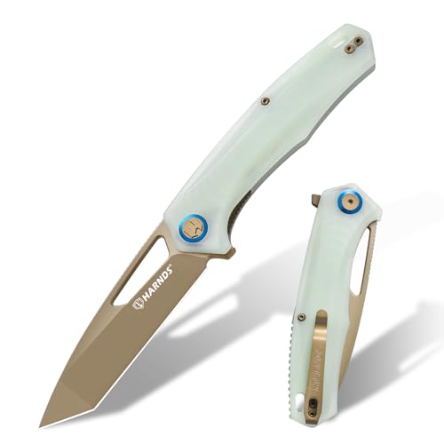 Harnds Taschenmesser, 3.66'' D2 Stahl Klappmesser, Tanto Klinge EDC Messer mit Taschenclip für Männer, G10 Griff, Outdoor Messer Überlebensmesser, Alcor
