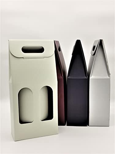 Scatola Regalo per Bottiglie di Vino - Portabottiglie - Ginkgo Box (2 Bottiglie, Blu, 20)