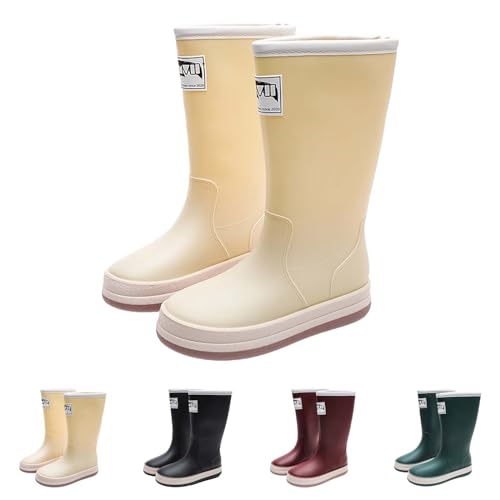 Botas de goma para mujer, altas e impermeables, botas de lluvia para mujer, con tacón, impermeables, cómodas botas de jardín, cerradas, botas de pesca al aire libre, botas unisex, verde, 40 EU