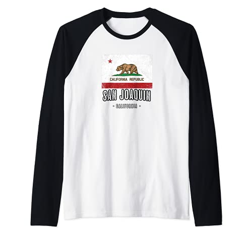 SAN JOAQUIN California | Cali City CA USA Ciudad Bandera - Camiseta Manga Raglan