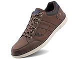 LANGDU Mens Casual Shoes Trainers Walking Fashion Sneakers Breathable Lightweight Trainer Size 7-11UK (8UK,BrownishBlue 29)