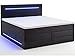 Produktbild Wonello Boxspringbett 180x200 mit Bettkasten und LED Beleuchtung - gemütliches Bett mit led Beleuchtung - Stauraumbett 180 x 200 cm schwarz mit Matratze und Topper