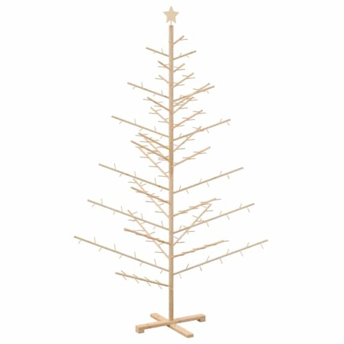 vidaXL Árbol de Navidad de Madera Natural 210 cm Madera Maciza de Pino, Árbol de Navidad Moderno de Madera, diseño Minimalista, decoración navideña Beige, decoración Festiva Interior, Pino Simple