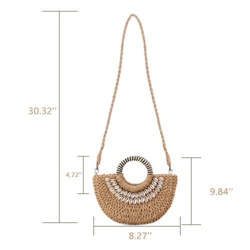 Bolso Mini Media Luna de Rattán y Paja para Mujer miniatura 4