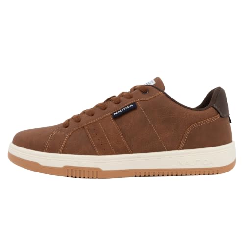 Nautica Men's Fashion Court Sneakers, Low Top Lace-Up Walking Shoes, Ezra 2 - Brown, Size 10.5 - image 3
