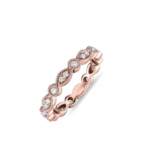 Aurora Italia Auroses Marquise Eternity Ring 925 Sterling Silver 18K Rose Gold Plated