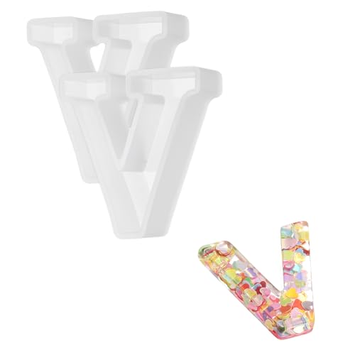sourcing map 2 moldes de resina de 2.5 pulgadas, letras del alfabeto mayúscula en V 3D, moldes de silicona para hacer velas, manualidades, letreros, arte, fiestas, decoración del hogar