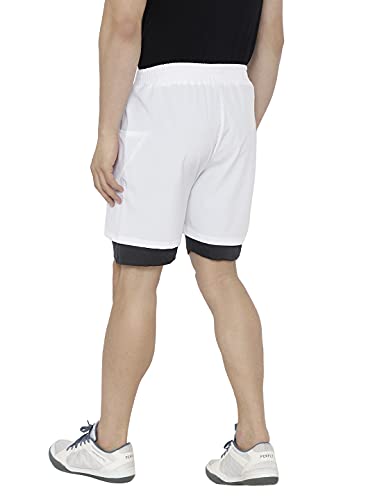 Image of CHKOKKO Double Layered Gym Shorts for Men Workout | Compression Inner Layer with Pockets Across Inner Outer and Back | Dry Fit Sports Athletic wear for Running Jogging or Training
