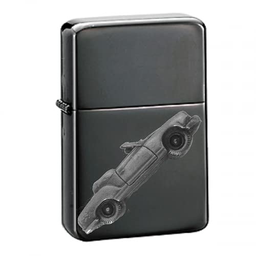 Briquet tempête à essence rechargeable noir effet étain Ref110
