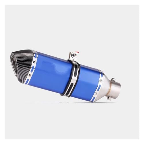 Pot d'échappement moto 51mm universel en carbone bleu 370mm