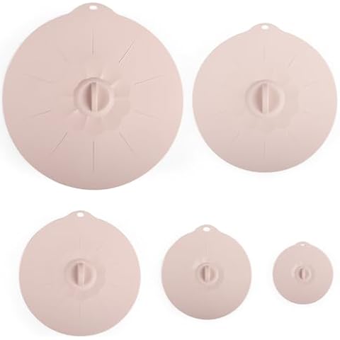 4"-12" Silicone Lids for Cups Bowls Plates Pans, Microwave Splatter Cover, Kitchen Containers Lids Cover for Food Storage, Multiple 5 Pack Cover