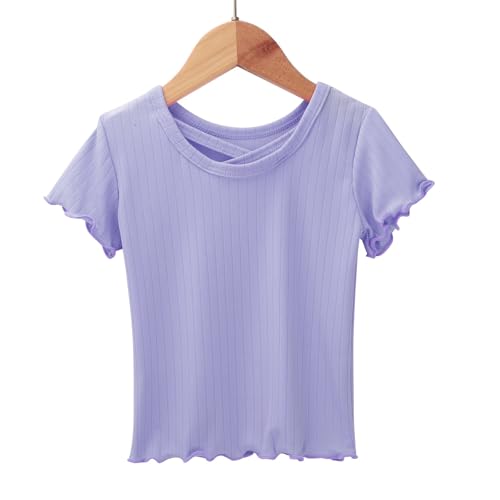 sfdgfhyf Girls Tops Short Sleeve T Shirts Spring Summer Autumn Children Comfort Tops Casual Short Sleeve T3