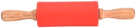 Zimuuy Household Wooden Handle Silicone Rollers Rolling Pin Kid Make Cookie Dough Kitchen Cooking Baking Tool (Sky Blue)