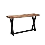 Mesa Consola Estrecha Mesas Altas de Bar, Mesa Auxiliar Vintage Mesas Consola estrechas con Soportes de Hierro Negro, Tablero de Madera Maciza Engrosada, para Bar en casa (80 cm)