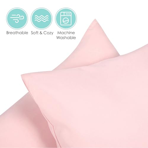 Image of TILLYOU Toddler Pillowcase 2 Pack with Envelope Closure,13 inch x 18 inch Silky Soft Microfiber Travel Kids Pillowcase for Boys and Girls, Pink