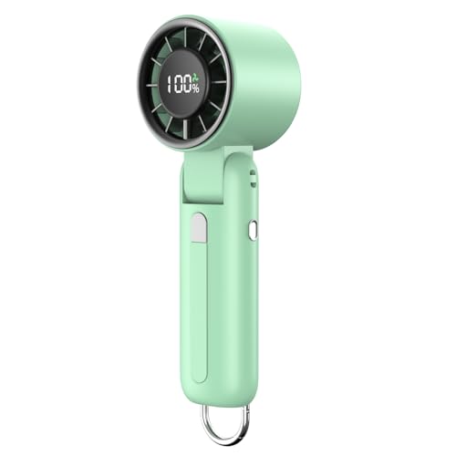 Ventilador de mano turbo 2025, 100 velocidades ajustables, recargable por USB, batería de 5000 mAh, refrigeración de alta velocidad de 7 aspas para viajes, oficina y camping, compacto, plegable con