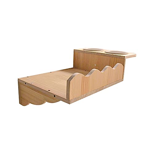 Large Suspension Cat Bowl Dishes Wall Mounted Double Cat Bowl Shelf for Cats Eat Or Drinking Blocking Dog Stealing Cat Food Cat Jumping Ladder Steps Waterproof Modern Cat Furniture Indoor Outdoors