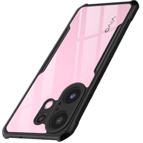 Image of NSTAR Shock Proof Clear Protective Back Case for Vivo X200 FE 5G | Acrylic Crystal Clear 360 Degree Protection- (PC & TPU, Black Bumper)