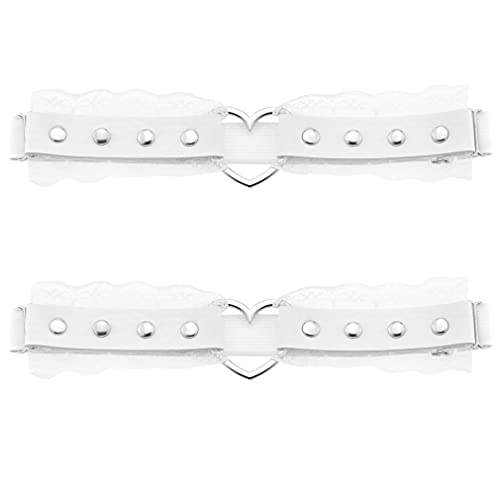 Women Girl Leather Heart Garters Leg Ring Belt Punk Studded Lace Elastic Thigh Ring Garters Adjustable