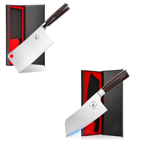 imarku 7 Inch Meat Cleaver Knife,Japanese SUS440A High Carbon Stainless Steel Butcher Knife with Ergonomic Handle,Ultra Sharp Vegetable Kitchen Knife for Home