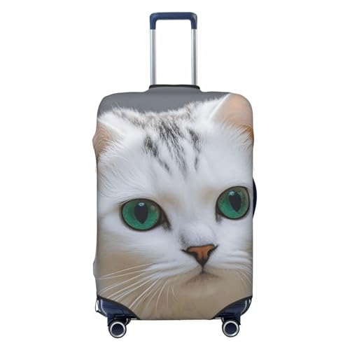 Cute White Cat Travel Luggage Cover Suitcase Protector Washable Elastic Suitcase Cover Anti-Scratch Luggage Protector Travel Suitcase Baggage Cover Fits 18-32 Inch Suitcase X-Large
