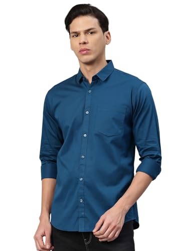 Image of Majestic Man Men's Cotton Slim Fit Solid Casual Shirt