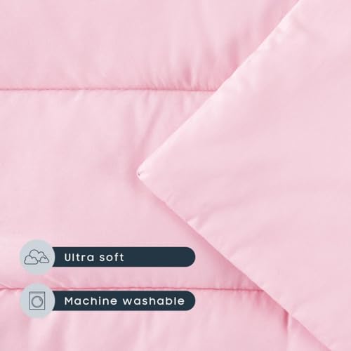 wake in cloud - toddler nap mat with pillow and blanket for kids boys girls in kindergarten daycare preschool pre k roll up sleeping bag solid color pink standard