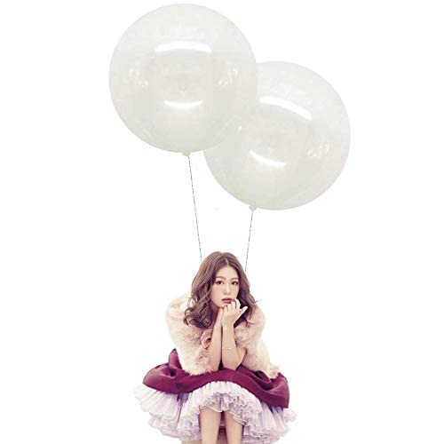 IN-JOOYAA 24 Inch Latex Round Balloons 5 Pack Clear Thick Big Balloons for Party Decorations