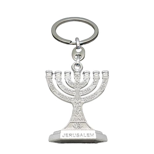 Traditional Menorah 7 Branch Jewish Candle Holder Keychain 12 Tribes Of Israel Jerusalem Temple Candlestick For Backpack 7 Branch Candle Holder