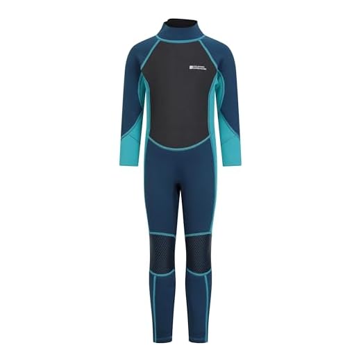 Mountain Warehouse Kinder-Neoprenanzug - 2,5mm, Kinder-Schwimmanzug mit LSF 50+, Wetsuit aus Neopren für Jungen und Mädchen, Flatlock-Nähte & Easy Glide Zip - Schwimmen Blaugrün 11-12 Jahre